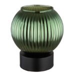 Lampă de masă metal negru mat, glob de sticlă verde, alb, cablu PVC negru, întrerupător pe cablu, ø: 150mm, H: 170mm, lungime cablu 1500mm, fără 1x E27 25W 230V - imagine 4