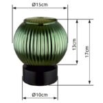 Lampă de masă metal negru mat, glob de sticlă verde, alb, cablu PVC negru, întrerupător pe cablu, ø: 150mm, H: 170mm, lungime cablu 1500mm, fără 1x E27 25W 230V - imagine 6