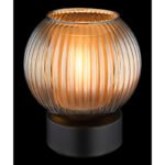 Lampă de masă metal negru mat, glob din sticlă, cablu PVC negru, întrerupător pe cablu, culoare sticlă petrol, interior alb, ø: 150mm, H: 170mm, lungime cablu 1500mm, fără 1x E27 25W 230V - imagine 3