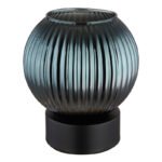 Lampă de masă metal negru mat, glob din sticlă, cablu PVC negru, întrerupător pe cablu, culoare sticlă petrol, interior alb, ø: 150mm, H: 170mm, lungime cablu 1500mm, fără 1x E27 25W 230V - imagine 4