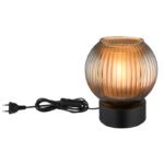 Lampă de masă metal negru mat, glob din sticlă, cablu PVC negru, întrerupător pe cablu, culoare sticlă petrol, interior alb, ø: 150mm, H: 170mm, lungime cablu 1500mm, fără 1x E27 25W 230V - imagine 5