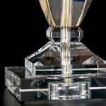 Lampa de masa POKAL, cu Sticlă de cristal K9 si Abajur Crem-Auriu E27, 60W, Inaltime 70cm ORION - imagine 5