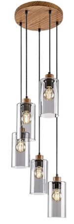 Pendul Tanno, Stejar, E27 5x25W, Rabalux - imagine 3