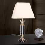 Lampa de masa POKAL, cu Sticlă de cristal K9 si Abajur Crem-Auriu E27, 60W, Inaltime 70cm ORION - imagine 2