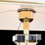 Lampa de masa POKAL, cu Sticlă de cristal K9 si Abajur Crem-Auriu E27, 60W, Inaltime 70cm ORION - imagine 4