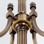 Candelabru NOSTALGIE, 4 lampi E27, alama solida antica, abajur sticla opal, diametrul 58cm ORION - imagine 8