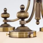 Candelabru NOSTALGIE, 4 lampi E27, alama solida antica, abajur sticla opal, diametrul 58cm ORION - imagine 7