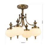 Plafoniera NOSTALGIE, 4 lampi E27, alama solida antica, abajur sticla opal, diametrul 58cm ORION - imagine 8