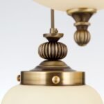 Pendul NOSTALGIE, 5xE27, alama antica, abajur sticla opal, Ø55cm ORION - imagine 5