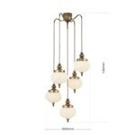 Pendul NOSTALGIE, 5xE27, alama antica, abajur sticla opal, Ø55cm ORION - imagine 8