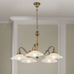 Candelabru ARTDESIGN 5lampi E27 alama solida  finisaj Alama Veche, abajur sticla sampanie ORION