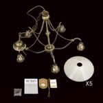 Candelabru ARTDESIGN 5lampi E27 alama solida  finisaj Alama Veche, abajur sticla sampanie ORION - imagine 9