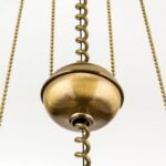 Candelabru ARTDESIGN E27 alama solida finisaj alamă antică, abajur sticla șampanie, 2 lămpi + sistem de scripete ORION - imagine 6