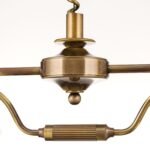 Candelabru ARTDESIGN E27 alama solida finisaj alamă antică, abajur sticla șampanie, 2 lămpi + sistem de scripete ORION - imagine 7