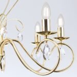 Candelabru ALESSIA, 8 lampi E14, cadru otel placat cu aur de 24 carate, pandantive de sticla clara-taiata , ORION - imagine 6
