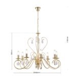 Candelabru ALESSIA, 8 lampi E14, cadru otel placat cu aur de 24 carate, pandantive de sticla clara-taiata , ORION - imagine 8