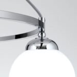 Candelabru ALT VIEN, 5+1 lampi E14, alama solida nichelata, abajur sticla opal, diametrul 70cm ORION - imagine 7