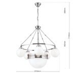 Candelabru ALT VIEN, 5+1 lampi E14, alama solida nichelata, abajur sticla opal, diametrul 70cm ORION - imagine 8