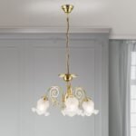 Candelabru RINGSTRASSE, 3 lămpi E27 alama solida finisaj alamă lucioasă cu abajur decorat ORION