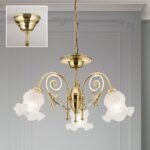 Candelabru RINGSTRASSE, 3 lămpi E27 alama solida finisaj alamă lucioasă cu abajur decorat ORION - imagine 3