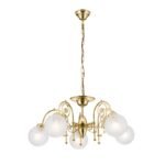 Candelabru RINGSTRASSE, 5 lămpi E27 alama solida alamă strălucitoare, cu abajur transparent mat ORION - imagine 5