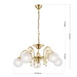 Candelabru RINGSTRASSE, 5 lămpi E27 alama solida alamă strălucitoare, cu abajur transparent mat ORION - imagine 8