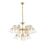 Candelabru RINGSTRASSE, 9 lămpi E27 alama solida finisaj alamă lucioasă cu abajur sticla decorata ORION - imagine 5