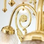 Candelabru RINGSTRASSE, 9 lămpi E27 alama solida finisaj alamă lucioasă cu abajur sticla decorata ORION - imagine 6