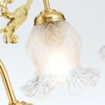 Candelabru RINGSTRASSE, 9 lămpi E27 alama solida finisaj alamă lucioasă cu abajur sticla decorata ORION - imagine 7