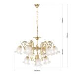 Candelabru RINGSTRASSE, 9 lămpi E27 alama solida finisaj alamă lucioasă cu abajur sticla decorata ORION - imagine 8