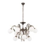 Candelabru RINGSTRASSE, 9 lămpi E27 alama solida finisaj alamă antică cu abajur opal ORION - imagine 5