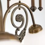 Candelabru RINGSTRASSE, 9 lămpi E27 alama solida finisaj alamă antică cu abajur opal ORION - imagine 6