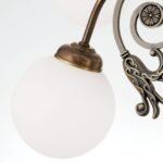 Candelabru RINGSTRASSE, 9 lămpi E27 alama solida finisaj alamă antică cu abajur opal ORION - imagine 7