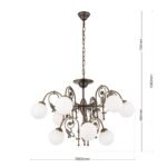 Candelabru RINGSTRASSE, 9 lămpi E27 alama solida finisaj alamă antică cu abajur opal ORION - imagine 8