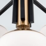 Candelabru JOSEPHINE, 6 lampi E27, otel negru, abajur sticla opal, diametrul 73.5cm ORION - imagine 10
