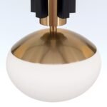Candelabru JOSEPHINE, 6 lampi E27, otel negru, abajur sticla opal, diametrul 73.5cm ORION - imagine 9