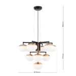 Candelabru JOSEPHINE, 10 lampi E27, otel negru, abajur sticla opal, diametrul 73.5cm ORION - imagine 8