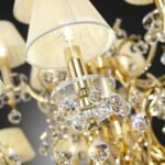 Candelabru de cristal KRISTALLDESIGN, 9 lampi E14, 102x58cm, alama solida aurie cu nuanta de sampanie, pandantive de cristal Swarovski ORION - imagine 5