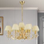 Candelabru de cristal KRISTALLDESIGN, 12 lampi E14, 105x70cm, alama solida aurie cu nuanta de sampanie, pandantive de cristal Swarovski ORION - imagine 4