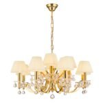 Candelabru de cristal KRISTALLDESIGN, 12 lampi E14, 105x70cm, alama solida aurie cu nuanta de sampanie, pandantive de cristal Swarovski ORION - imagine 5