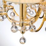 Candelabru de cristal KRISTALLDESIGN, 12 lampi E14, 105x70cm, alama solida aurie cu nuanta de sampanie, pandantive de cristal Swarovski ORION - imagine 6