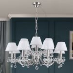 Candelabru de cristal KRISTALLDESIGN, 12 lampi E14, 105x70cm, alama solida cromata cu nuante albe, pandantive de cristal Swarovski ORION - imagine 4