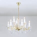 Candelabru de cristal MARIE CLAIRE, 9 lumini E14,cadru otel auriu, pandantive din sticla cristalinizata, diametru 65cm ORION - imagine 5