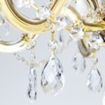 Candelabru de cristal MARIE CLAIRE, 9 lumini E14,cadru otel auriu, pandantive din sticla cristalinizata, diametru 65cm ORION - imagine 6