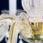 Candelabru de cristal MARIE CLAIRE, 8 lumini E14,cadru otel auriu, pandantive din sticla cristalinizata, diametru 56cm ORION - imagine 7