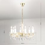 Candelabru de cristal MARIE CLAIRE, 8 lumini E14,cadru otel auriu, pandantive din sticla cristalinizata, diametru 56cm ORION - imagine 8