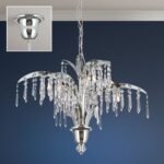 Candelabru de cristal PALME, 6 lampi G9, alama solida cromata, pandantive de cristal Schoeler ORION - imagine 3