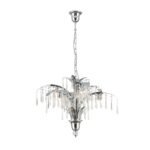 Candelabru de cristal PALME, 6 lampi G9, alama solida cromata, pandantive de cristal Schoeler ORION - imagine 5