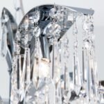 Candelabru de cristal PALME, 6 lampi G9, alama solida cromata, pandantive de cristal Schoeler ORION - imagine 6