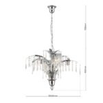Candelabru de cristal PALME, 6 lampi G9, alama solida cromata, pandantive de cristal Schoeler ORION - imagine 8